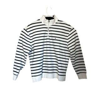 Tommy Hilfiger Rugby‎ Mens 1/4 Zip  Striped Long Sleeve Shirt Size Large